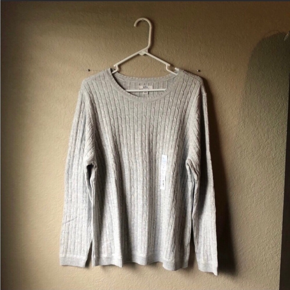 New Sweater Croft & Barrow women’s size XXL gray crew neck cable knit sweater